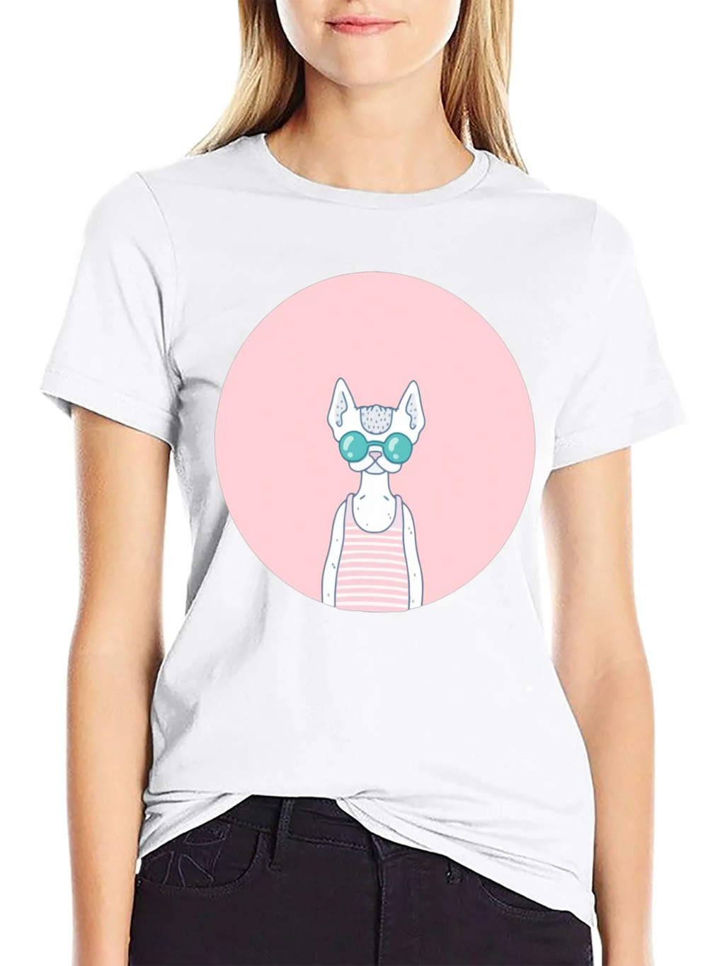 Cool Cat Graphic Tee - Black Cotton Blend