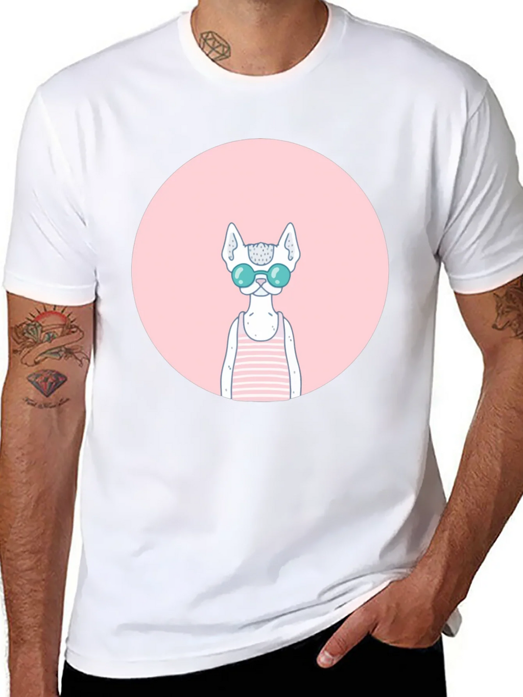 Cool Cat Graphic Tee - Black Cotton Blend