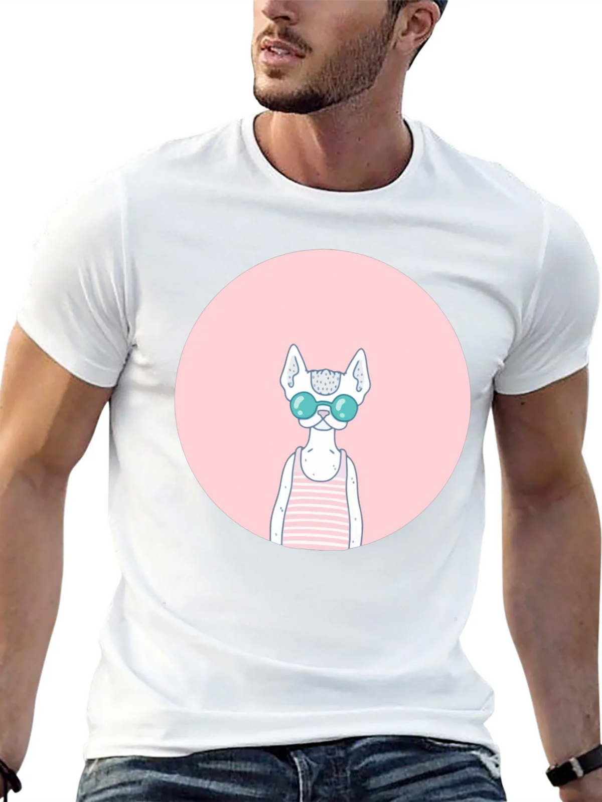 Cool Cat Graphic Tee - Black Cotton Blend