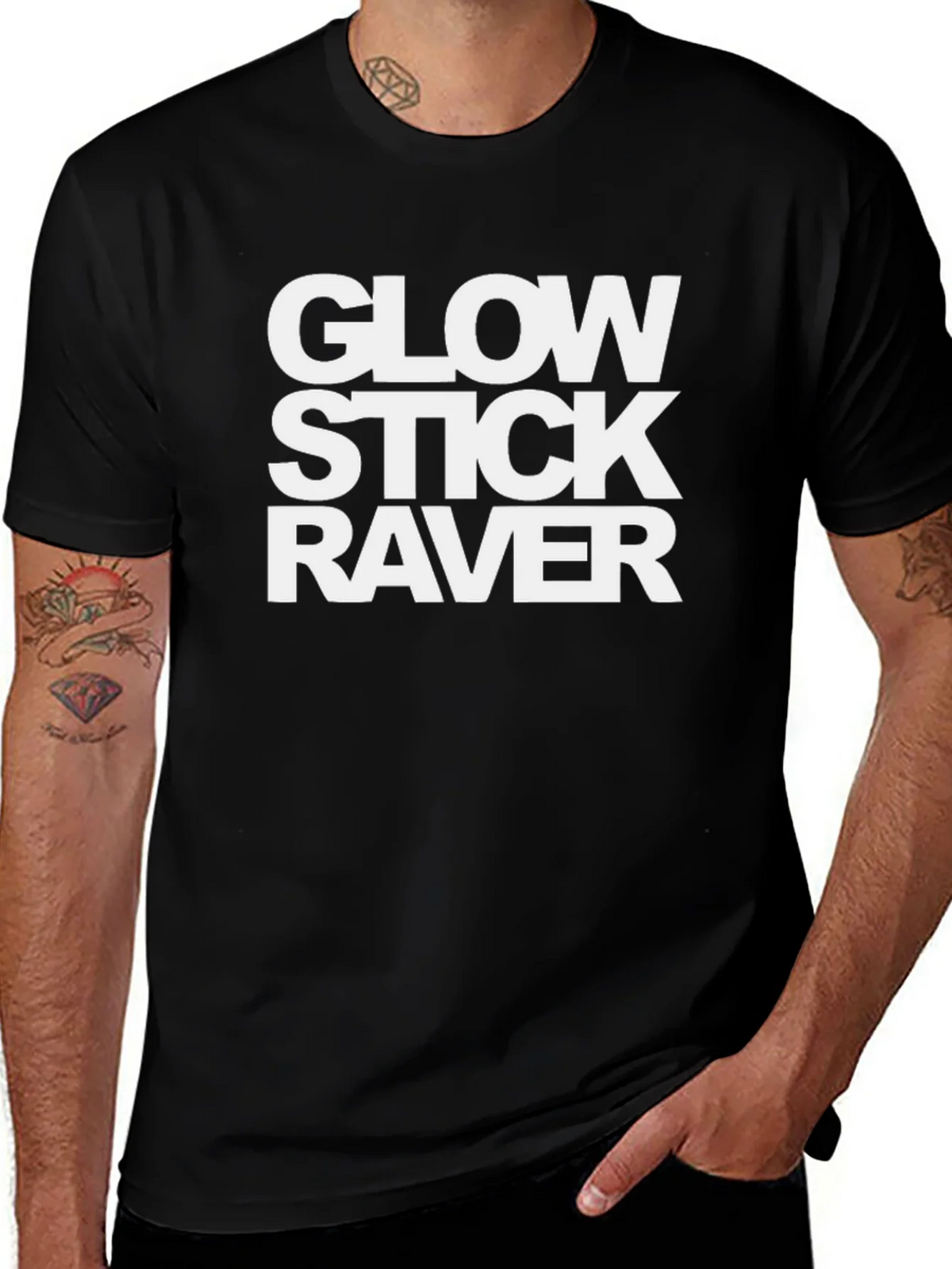 Glow Stick Raver Black Tee - EDM Festival Ready!