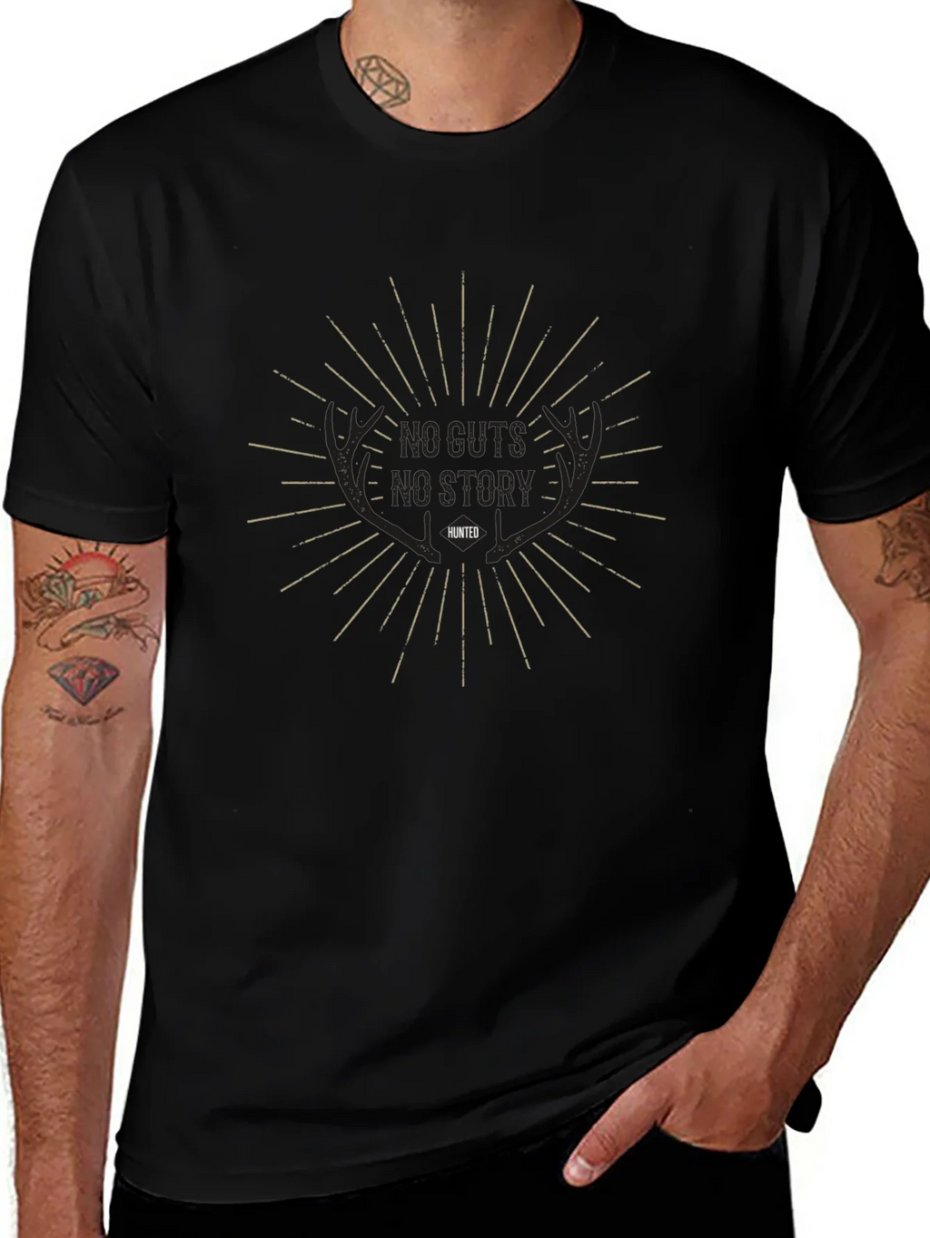 Hunted Graphic Tee: No Guts No Story