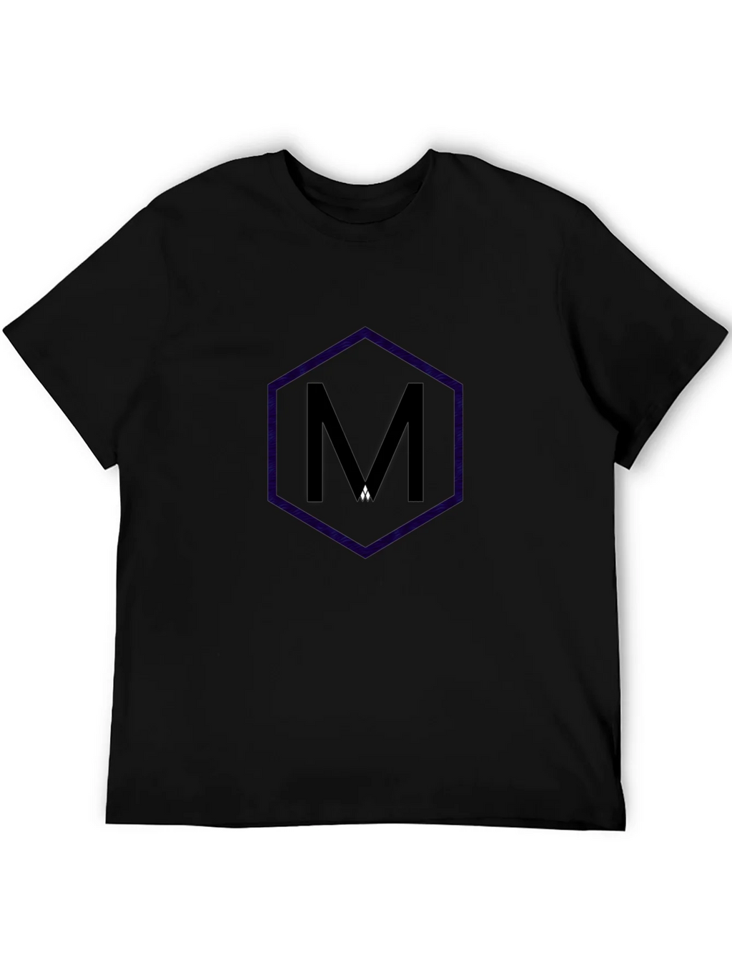 Mens Black T-Shirt with Hexagon M Design