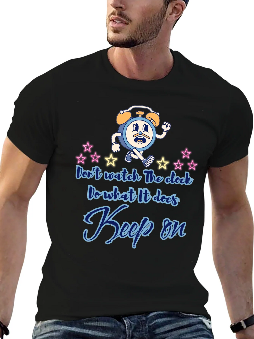 Keep On T-Shirt - Fun Cartoon Clock Graphic Tee