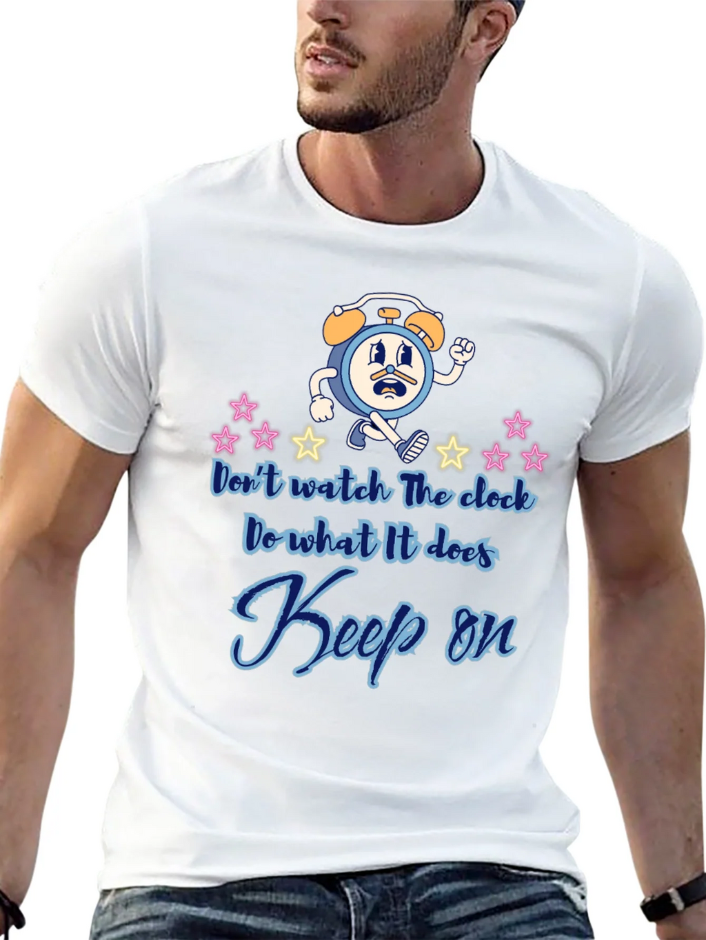 Keep On T-Shirt - Fun Cartoon Clock Graphic Tee