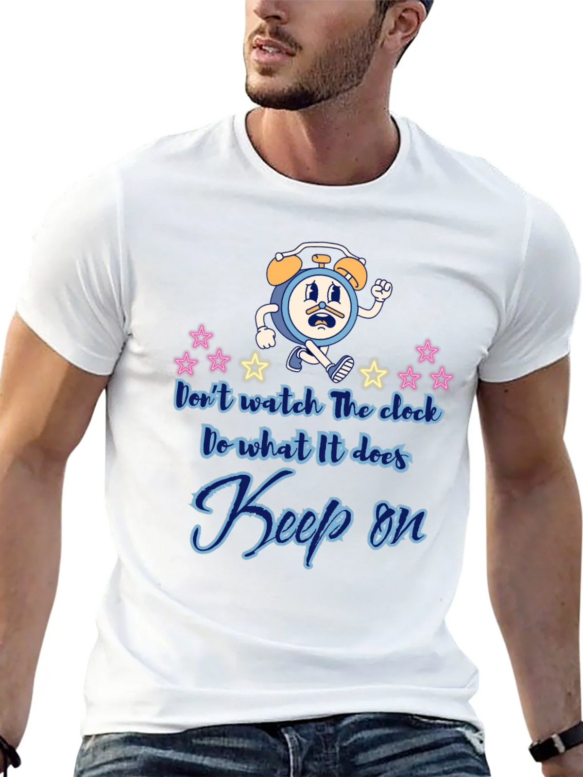 Keep On T-Shirt - Fun Cartoon Clock Graphic Tee