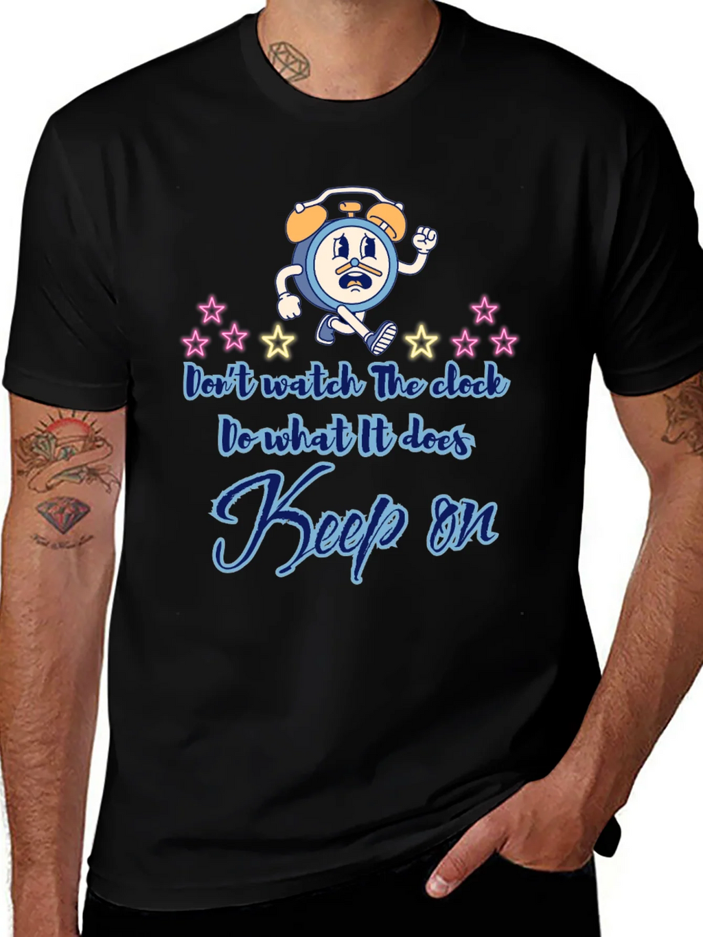 Keep On T-Shirt - Fun Cartoon Clock Graphic Tee