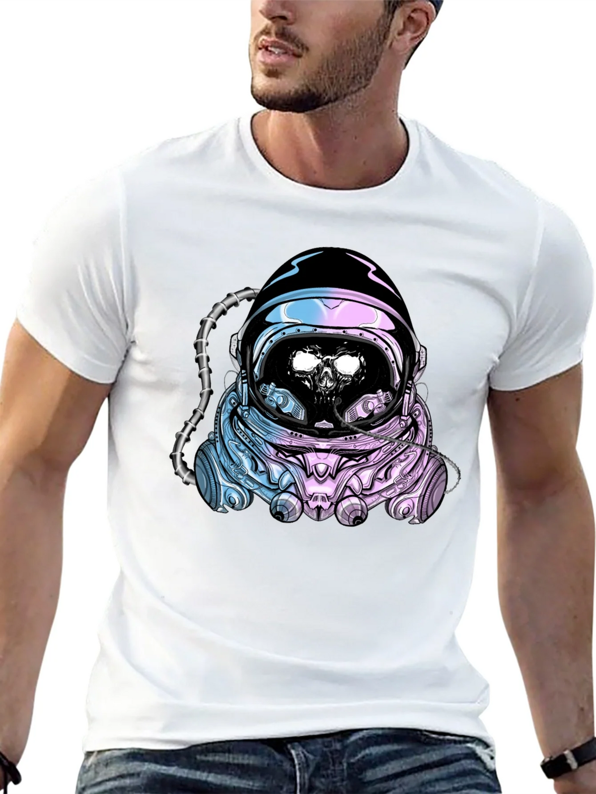 Skull Astronaut Graphic Tee - Black