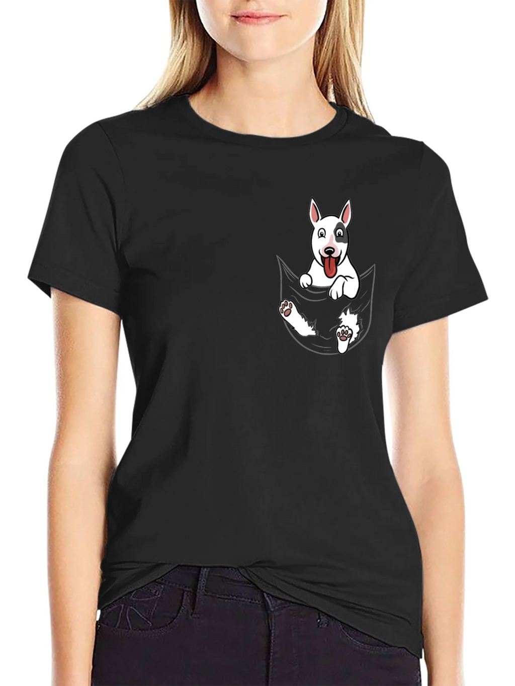 Dog Pocket T-Shirt - Black Bull Terrier Tee