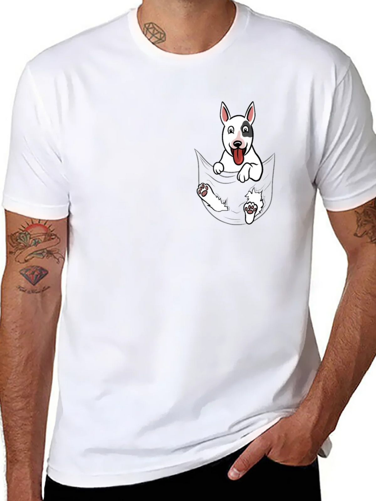 Dog Pocket T-Shirt - Black Bull Terrier Tee