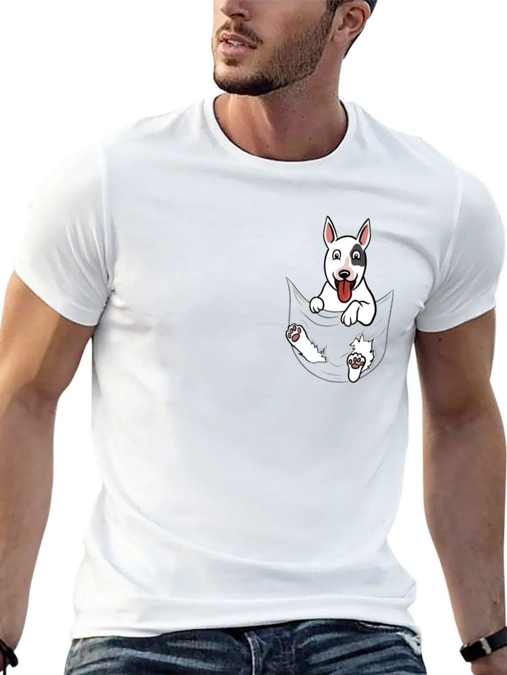 Dog Pocket T-Shirt - Black Bull Terrier Tee