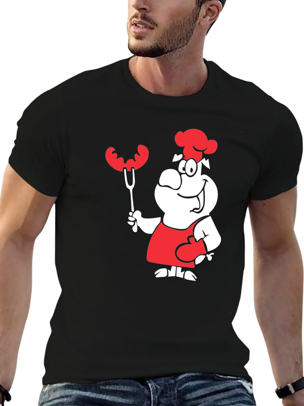 Chef Cartoon Graphic T-Shirt BBQ Grill Master Design