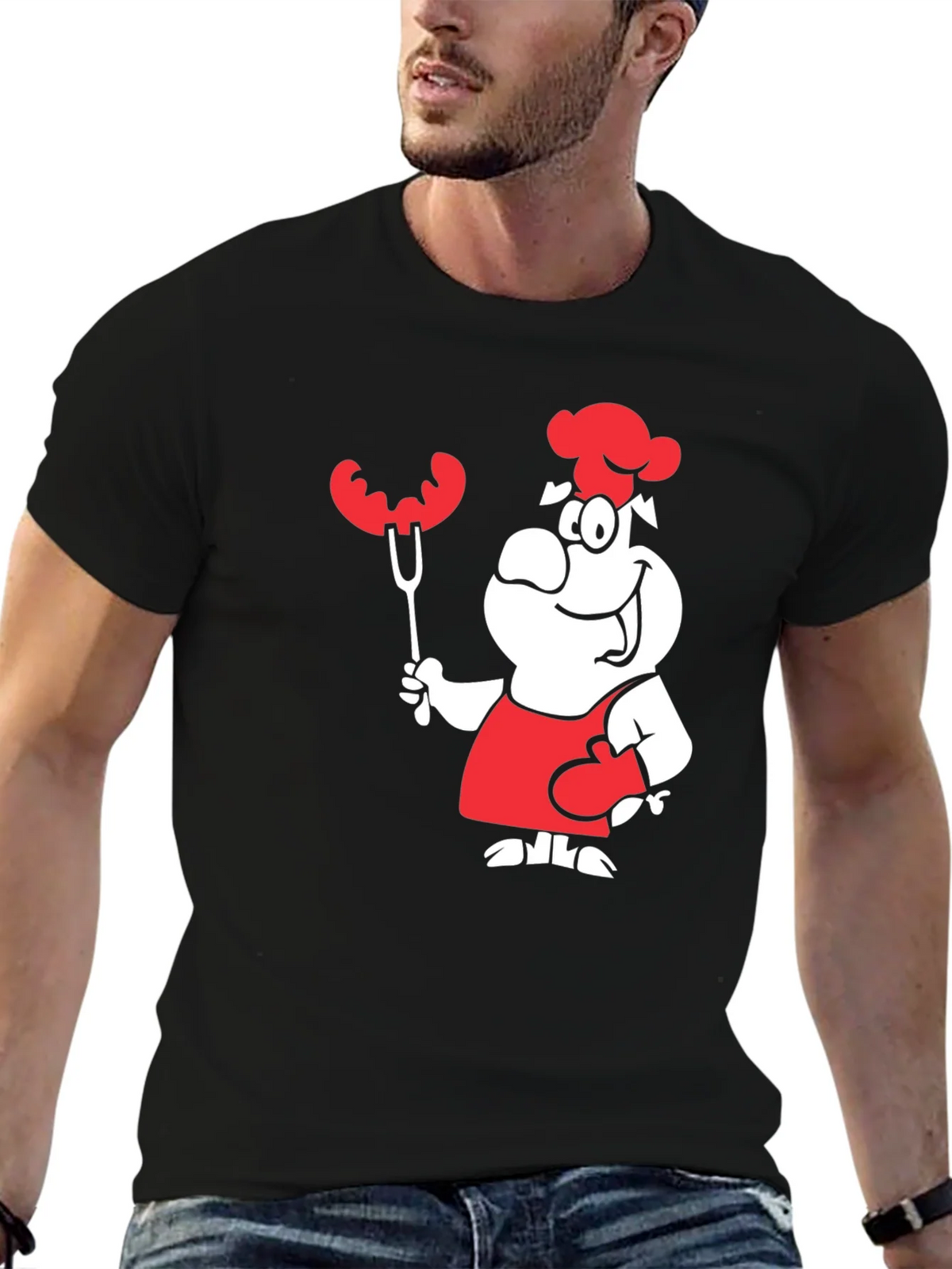 Chef Cartoon Graphic T-Shirt BBQ Grill Master Design