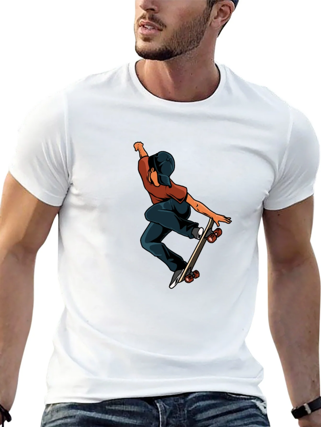 Skateboard Graphic Tee - Cool Black Cotton T-Shirt