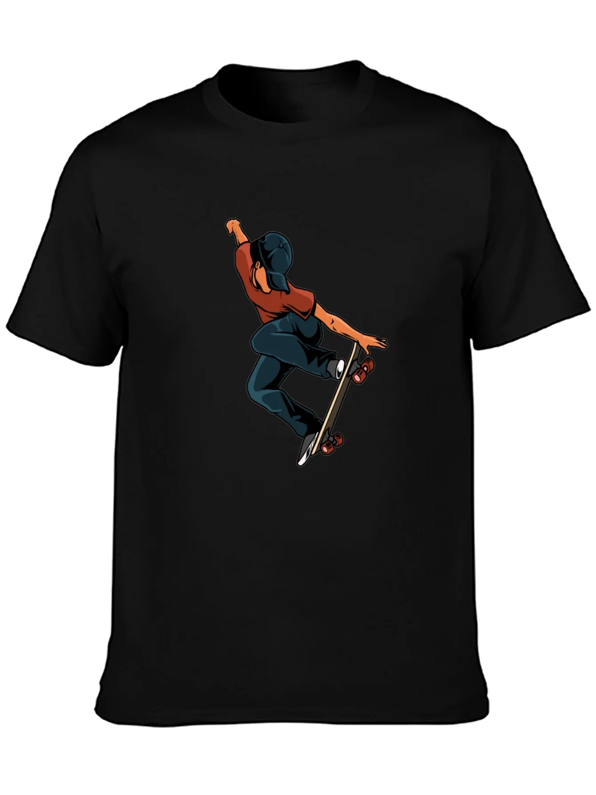 Skateboard Graphic Tee - Cool Black Cotton T-Shirt