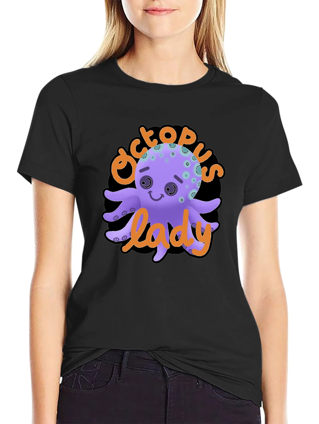 Octopus Lady Graphic Tee - Unique Black T-Shirt