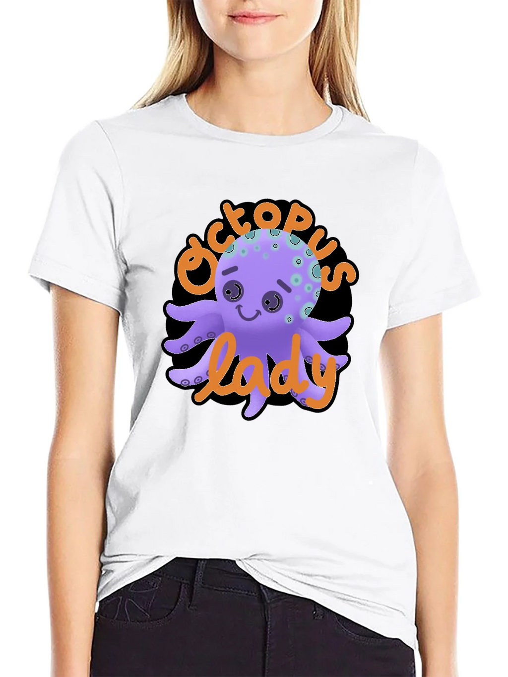 Octopus Lady Graphic Tee - Unique Black T-Shirt