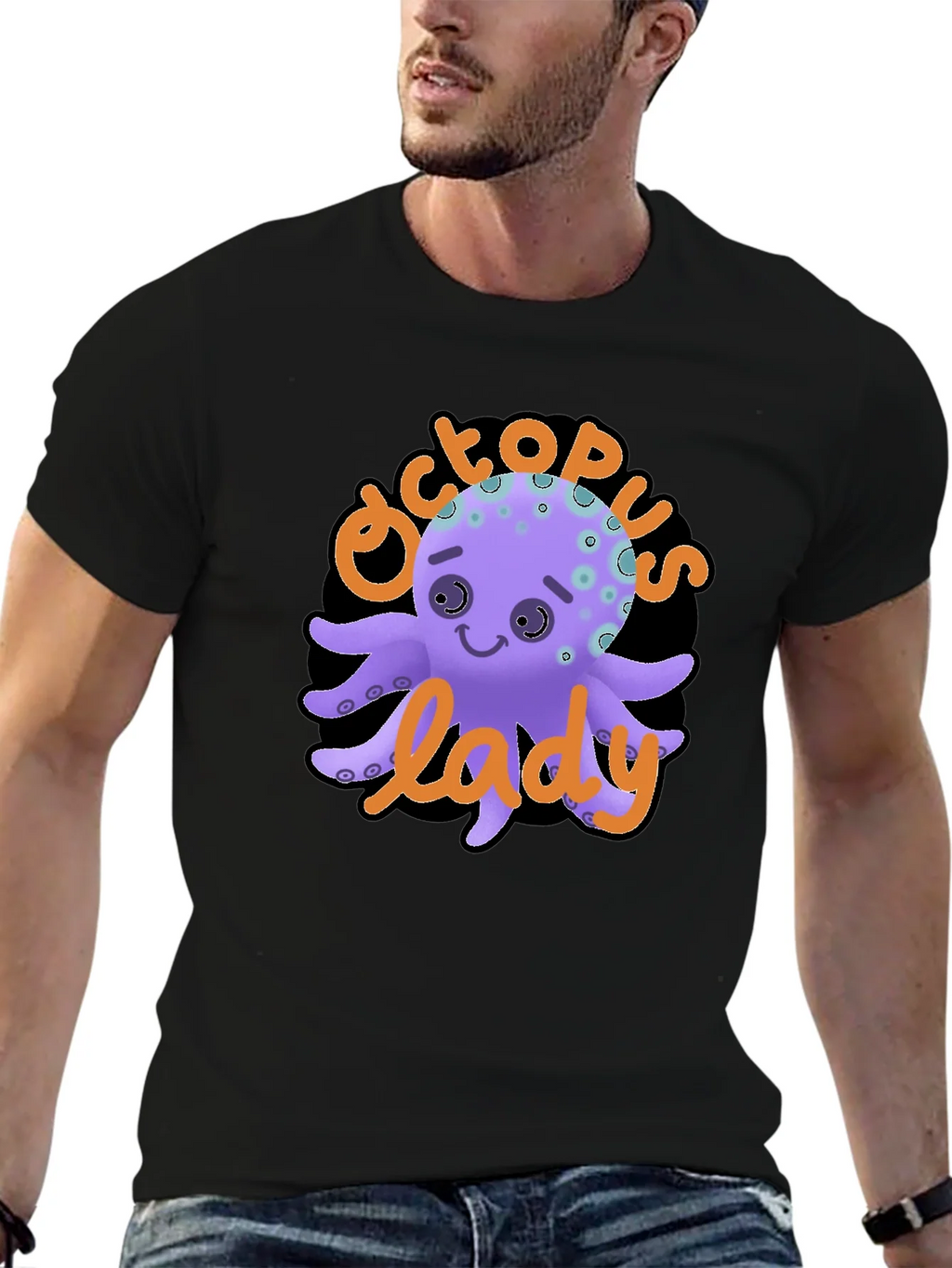 Octopus Lady Graphic Tee - Unique Black T-Shirt