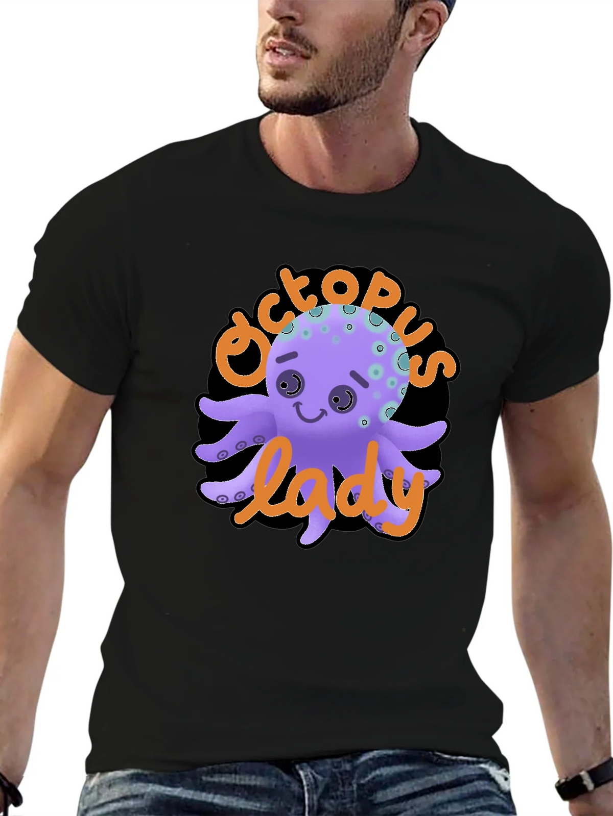 Octopus Lady Graphic Tee - Unique Black T-Shirt