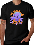 Octopus Lady Graphic Tee - Unique Black T-Shirt