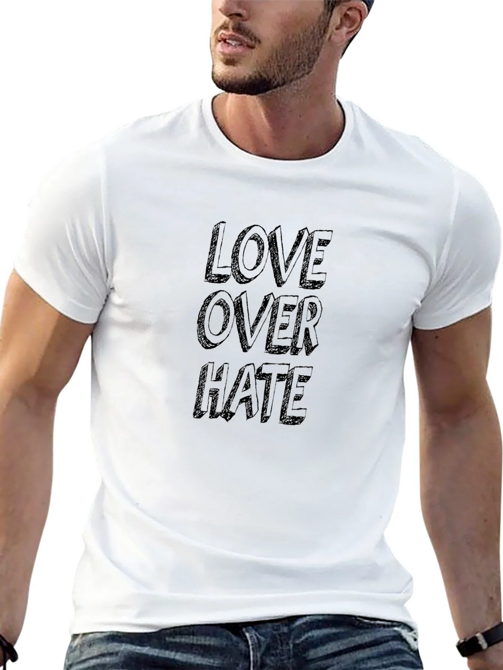 Love Over Hate Graphic Tee - Black Cotton T-Shirt