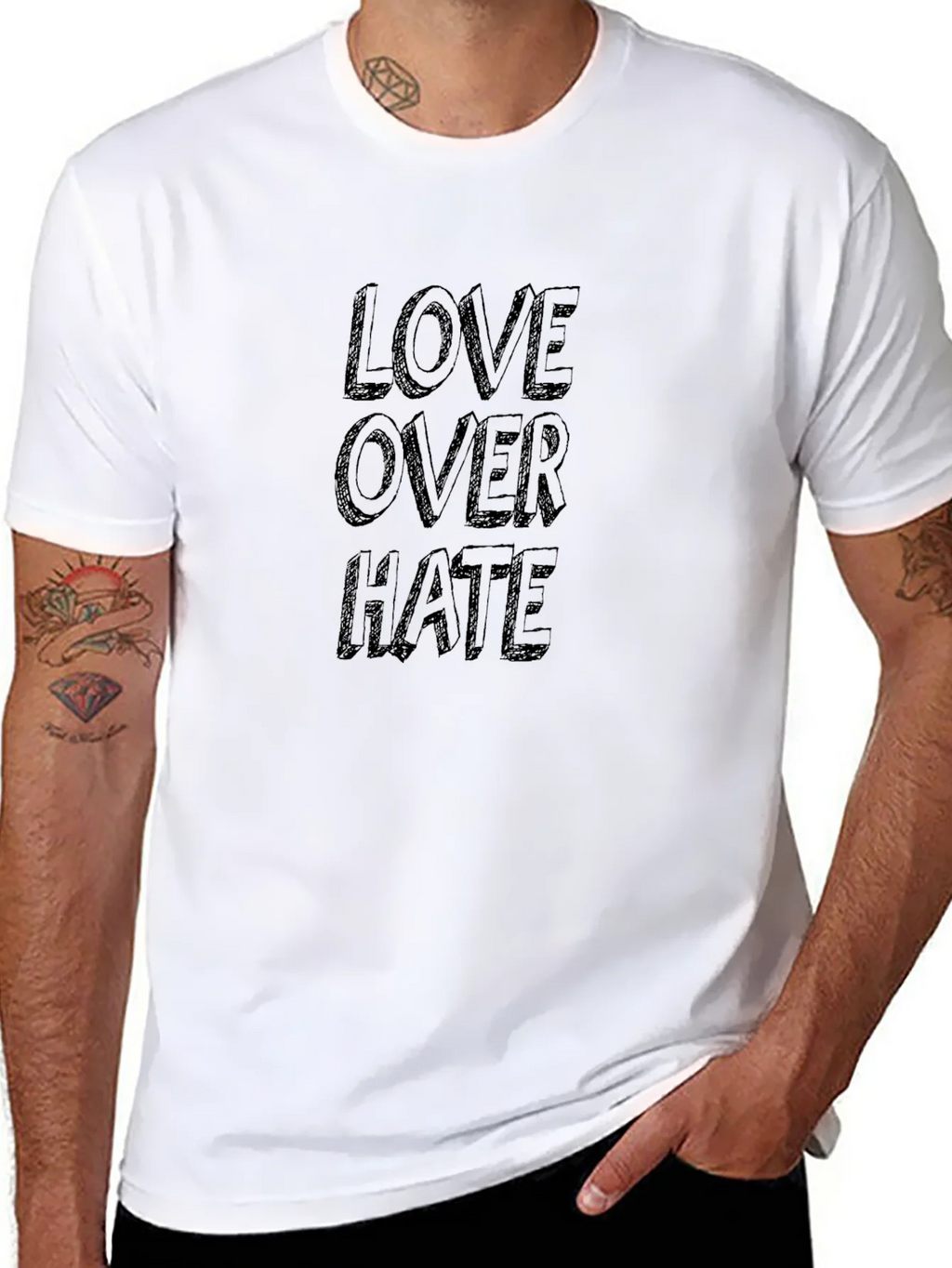 Love Over Hate Graphic Tee - Black Cotton T-Shirt