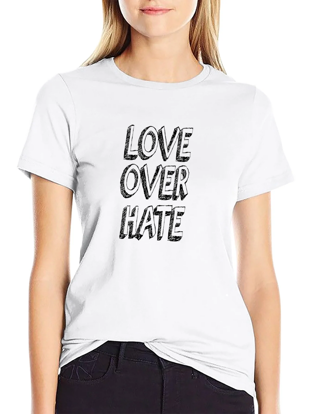 Love Over Hate Graphic Tee - Black Cotton T-Shirt