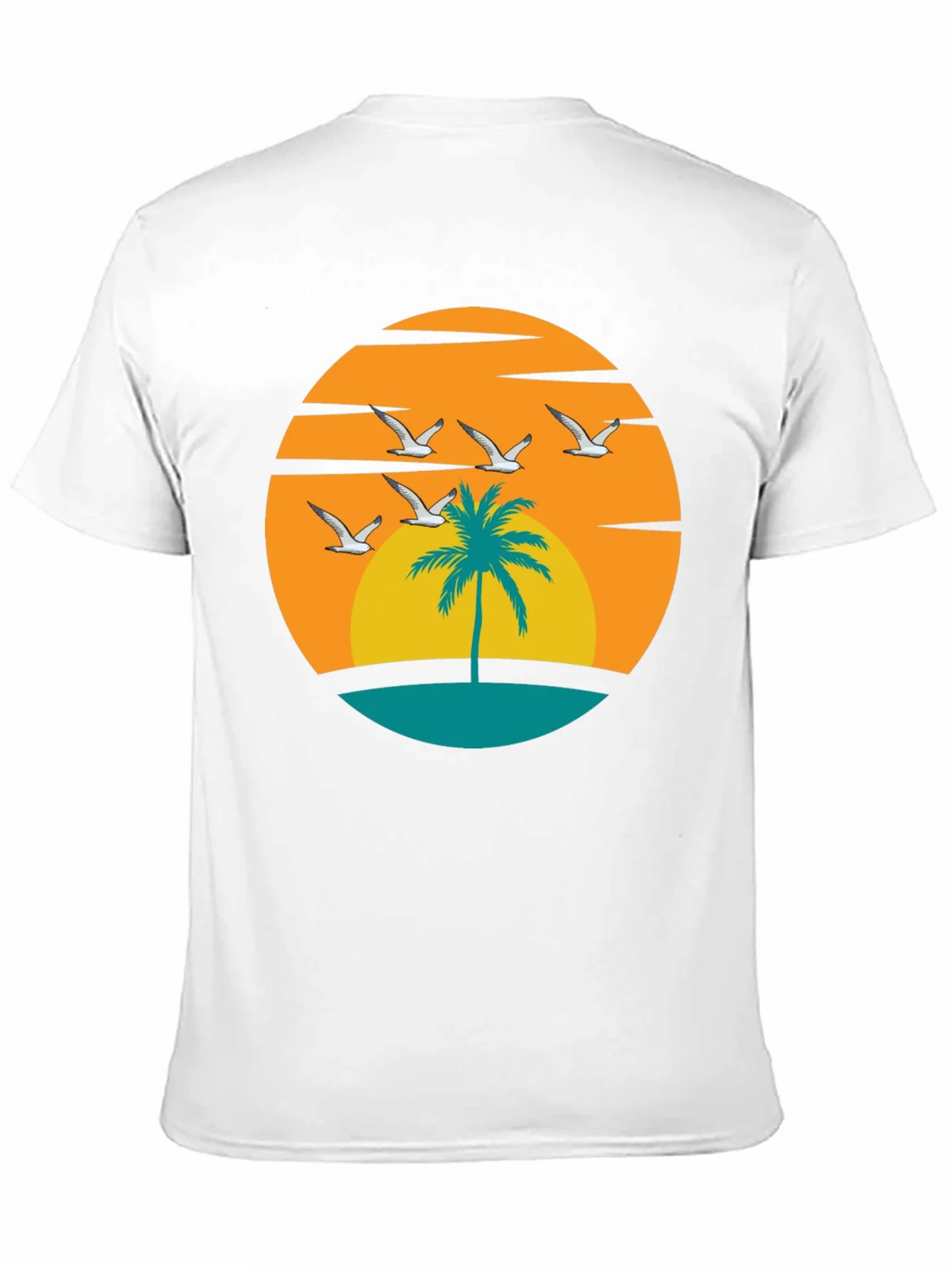 Sunset Palm Tree Graphic Tee - Black