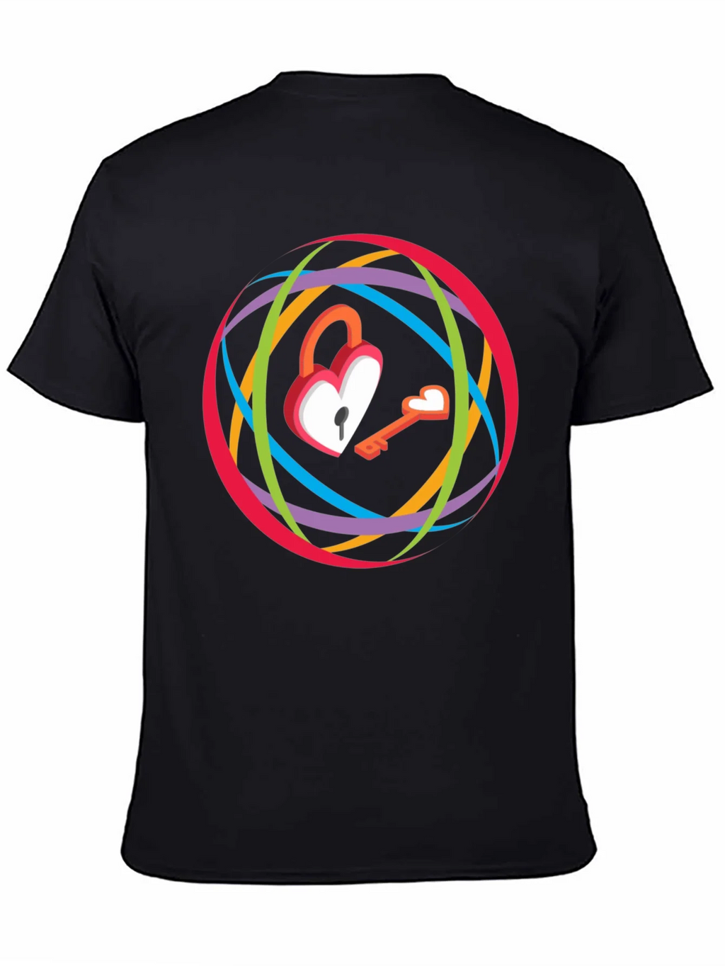 Heart Lock & Key Graphic T-Shirt - Modern Style