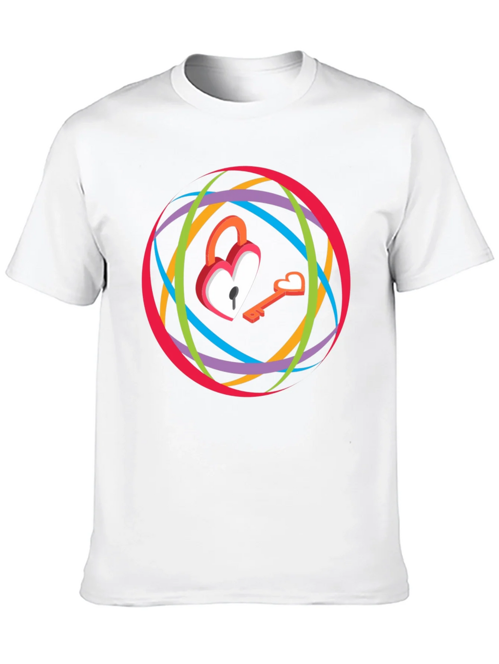 Heart Lock & Key Graphic T-Shirt - Modern Style
