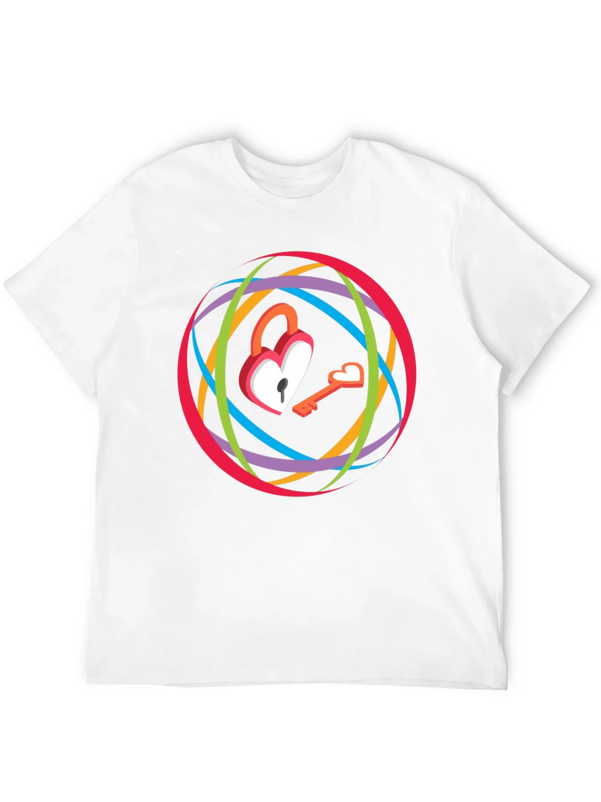 Heart Lock & Key Graphic T-Shirt - Modern Style