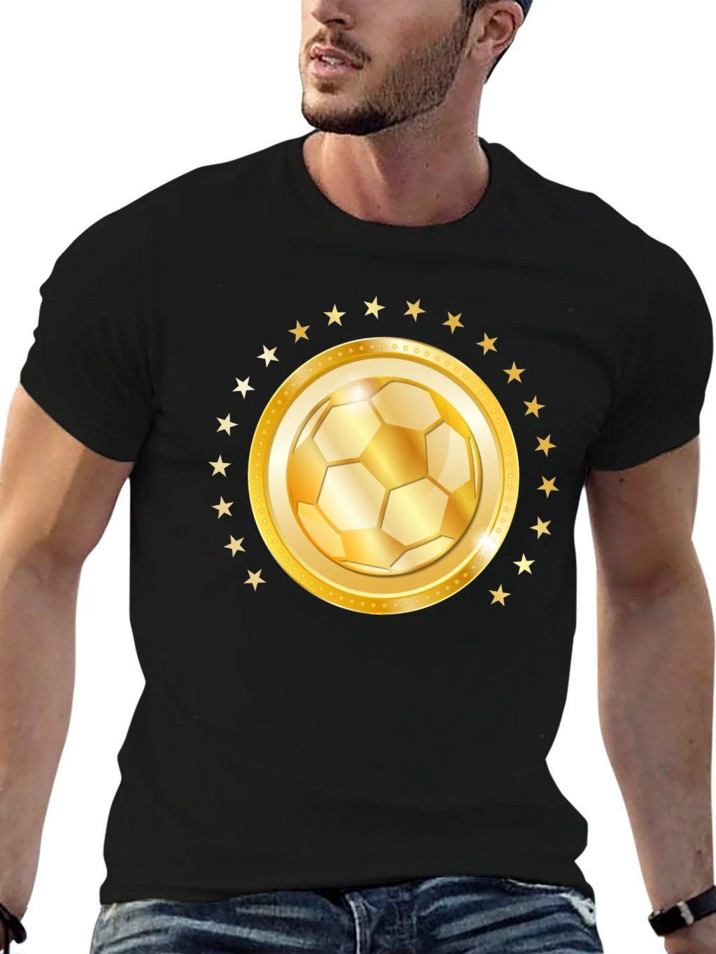 Golden Soccer Ball Star T-Shirt