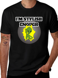 Stylish Alien Graphic T-Shirt - Mens Black Tee