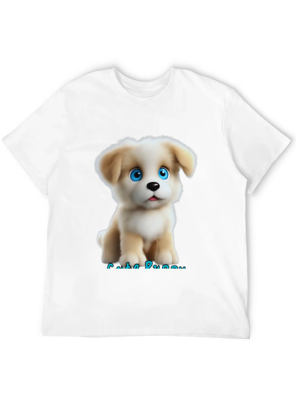 Cute Puppy Graphic Black T-Shirt for Men