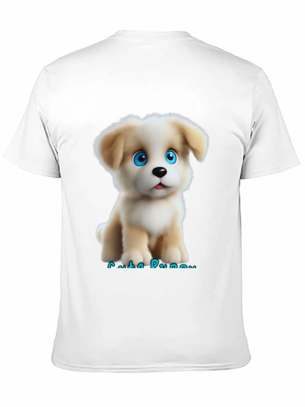 Cute Puppy Graphic Black T-Shirt for Men