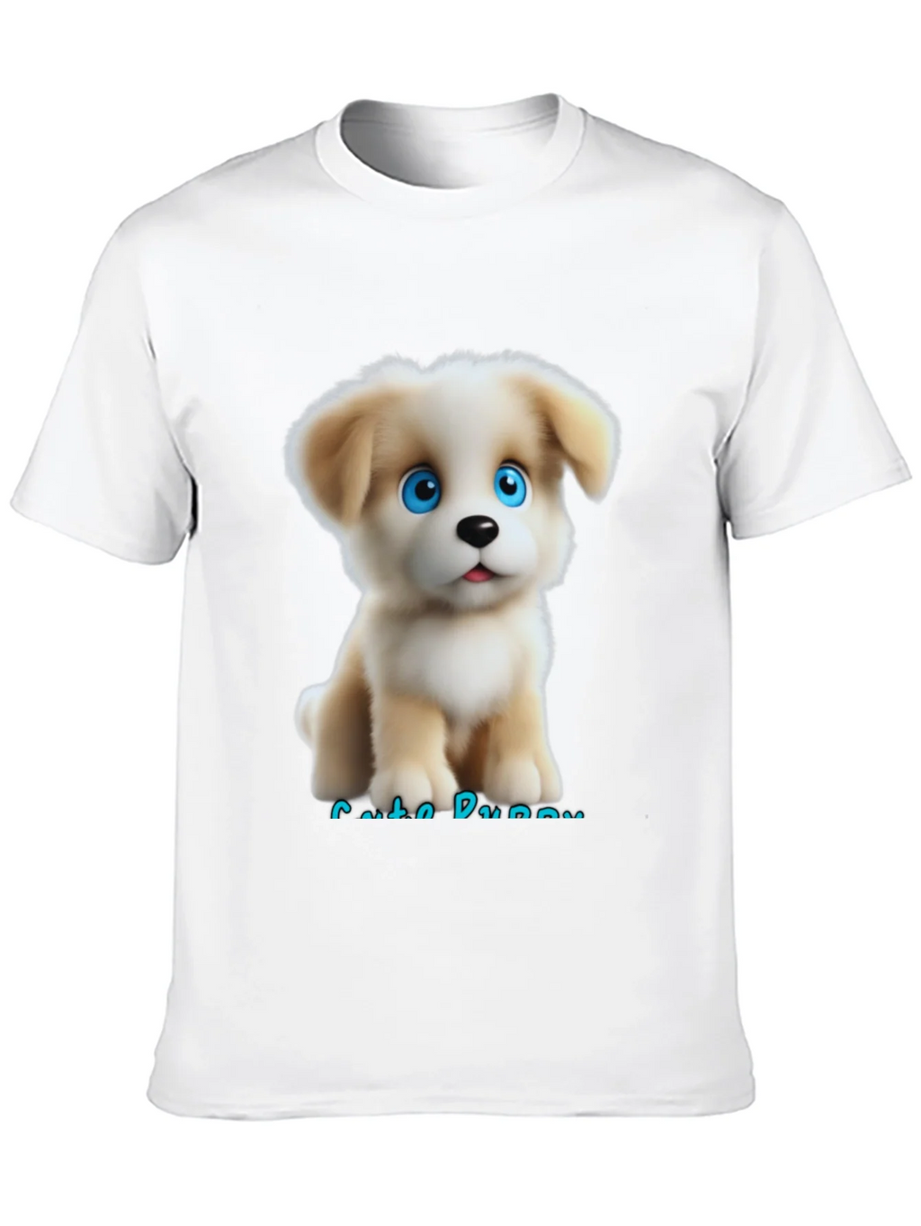 Cute Puppy Graphic Black T-Shirt for Men