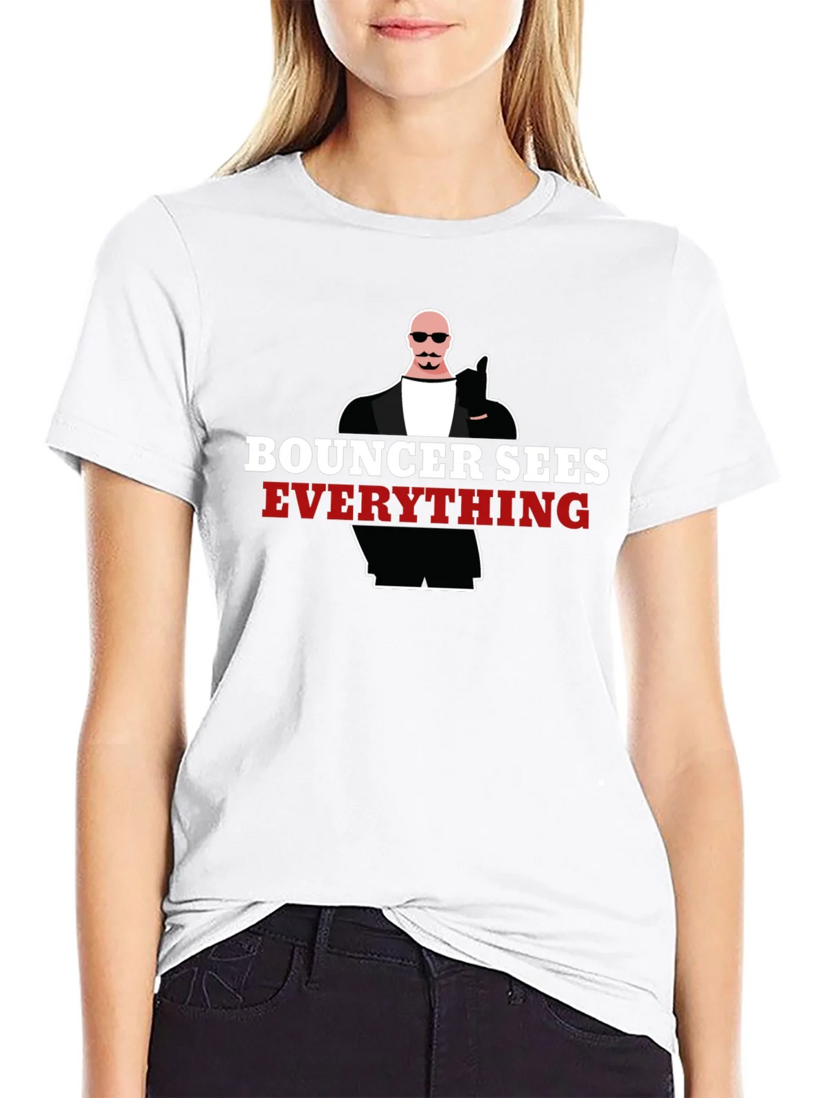 Bouncer Sees Everything Graphic Tee - Black