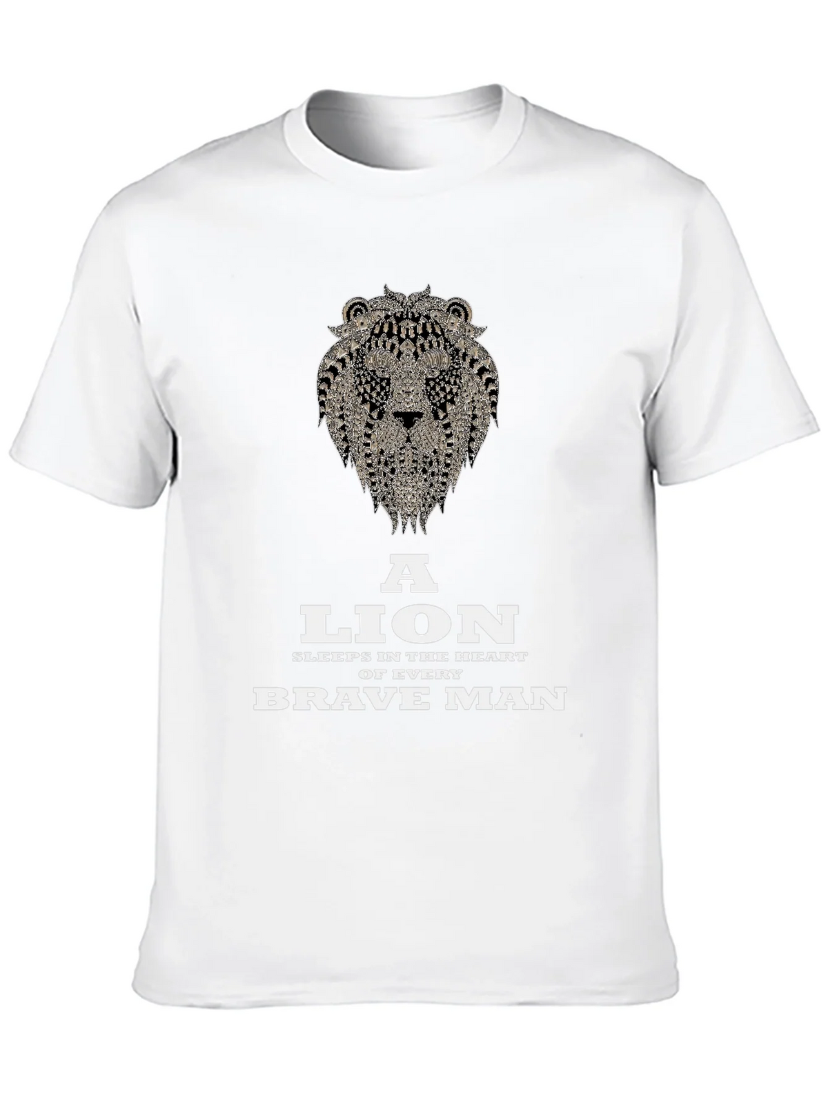 Lion Heart Brave Man Black Graphic T-Shirt