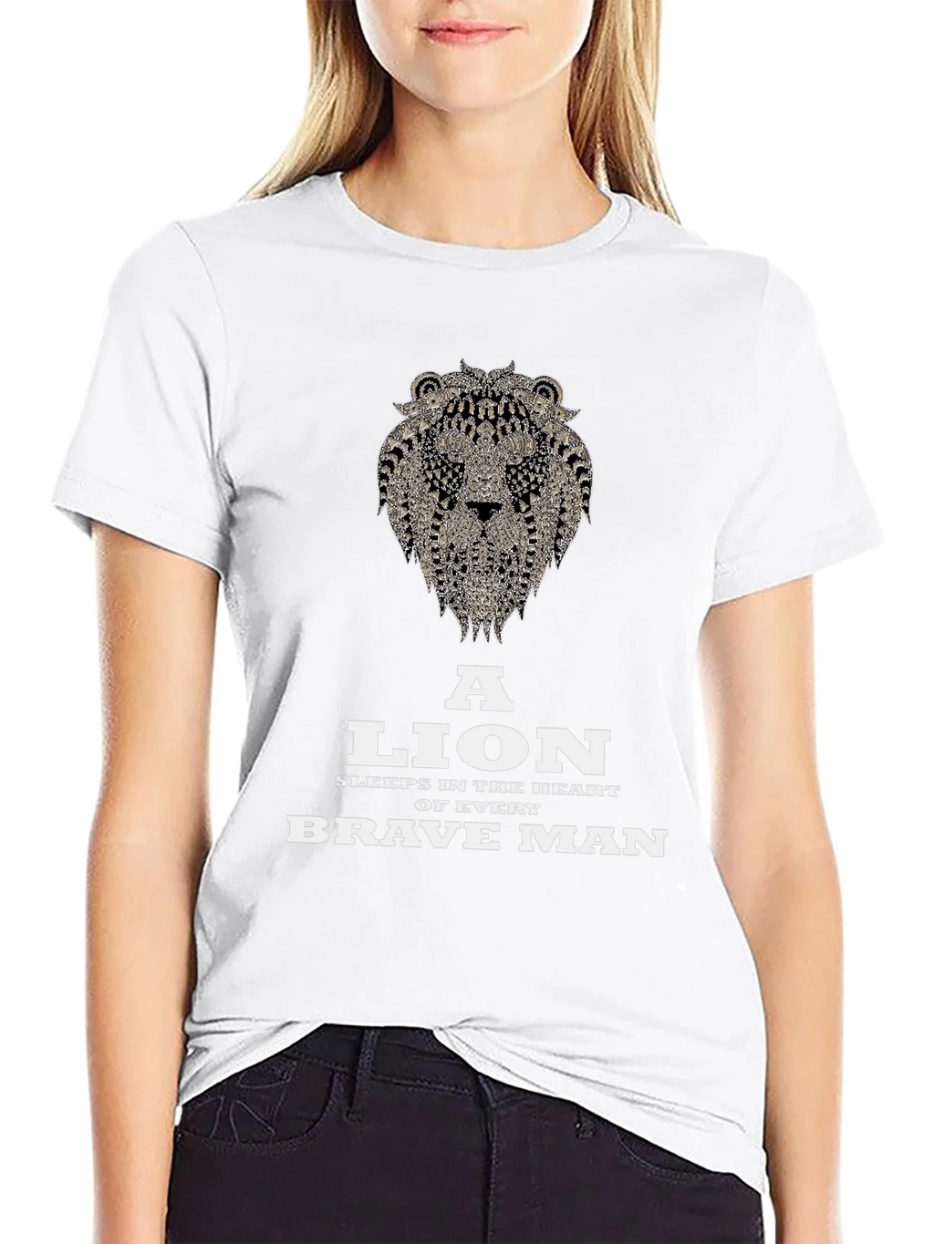 Lion Heart Brave Man Black Graphic T-Shirt