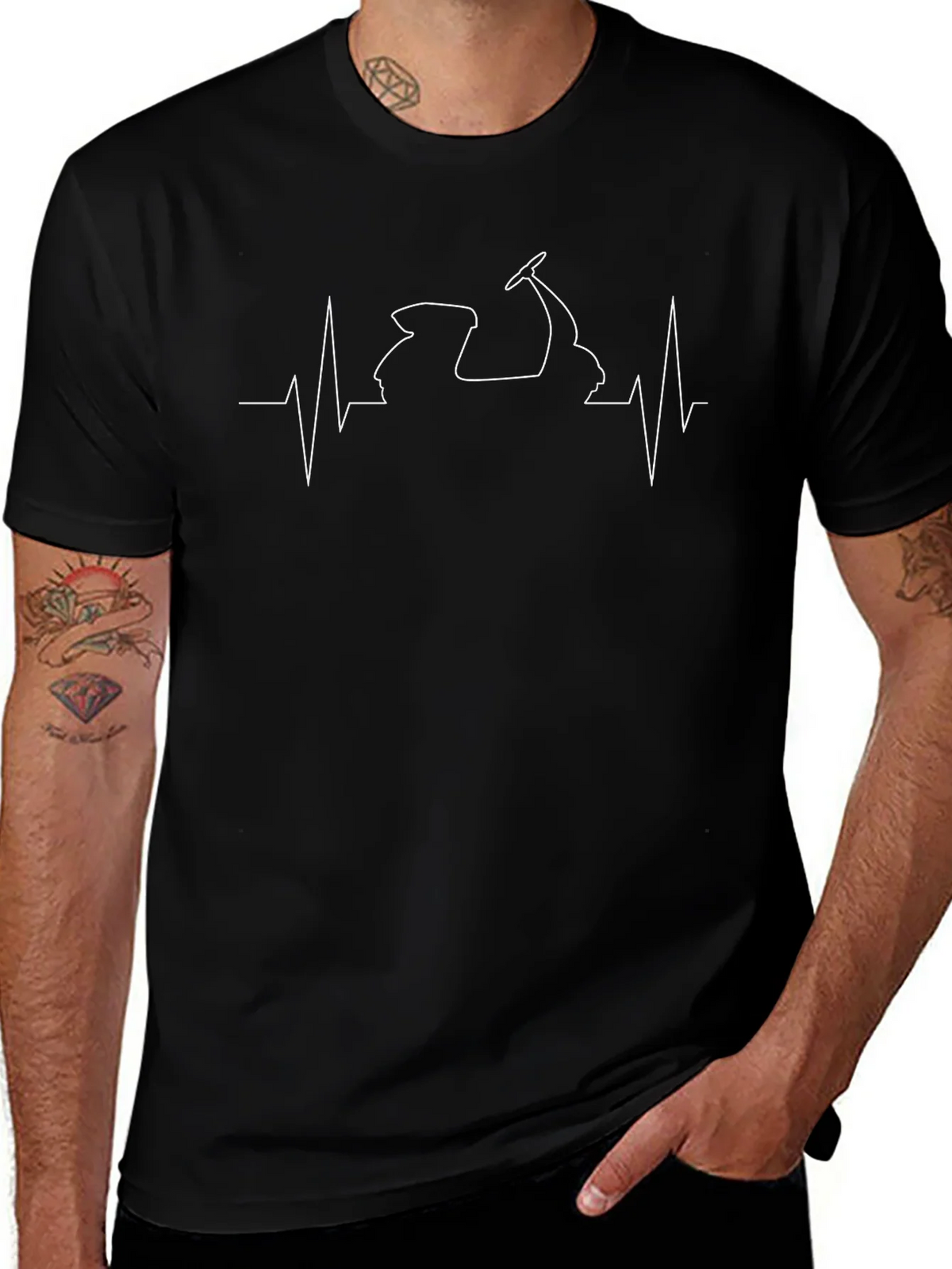 Scooter Heartbeat T-Shirt - Black Graphic Tee