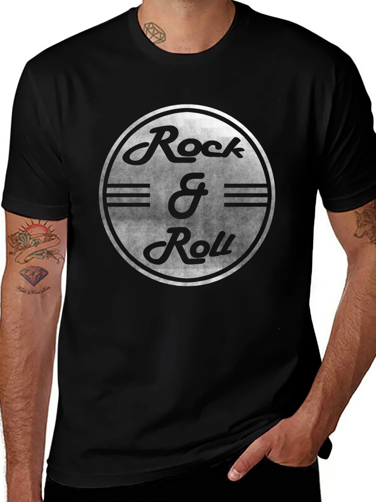 Vintage Rock & Roll Graphic Black T-Shirt