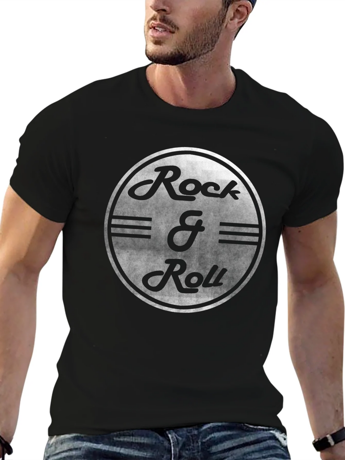 Vintage Rock & Roll Graphic Black T-Shirt