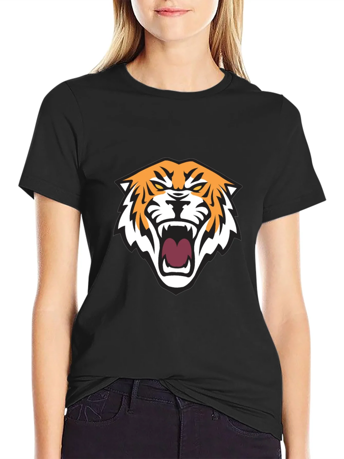 Mens Black T-Shirt with Tiger Graphic