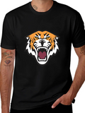 Mens Black T-Shirt with Tiger Graphic