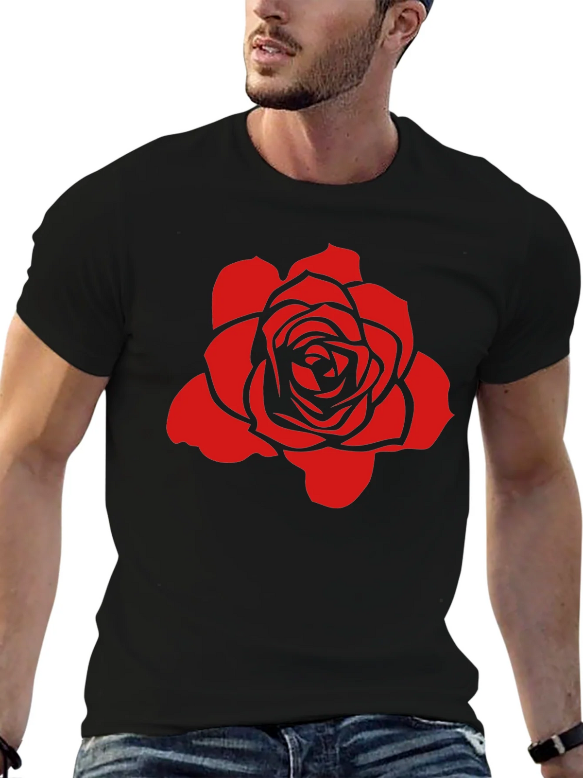 Rose Graphic Black T-Shirt - Stylish and Bold