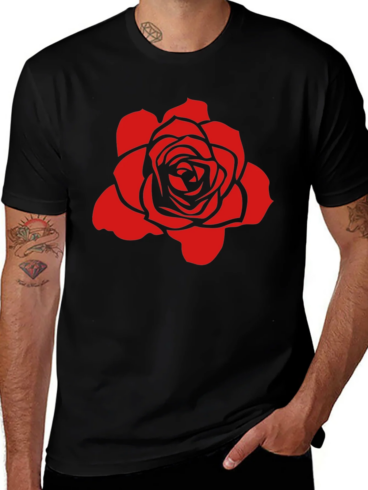 Rose Graphic Black T-Shirt - Stylish and Bold