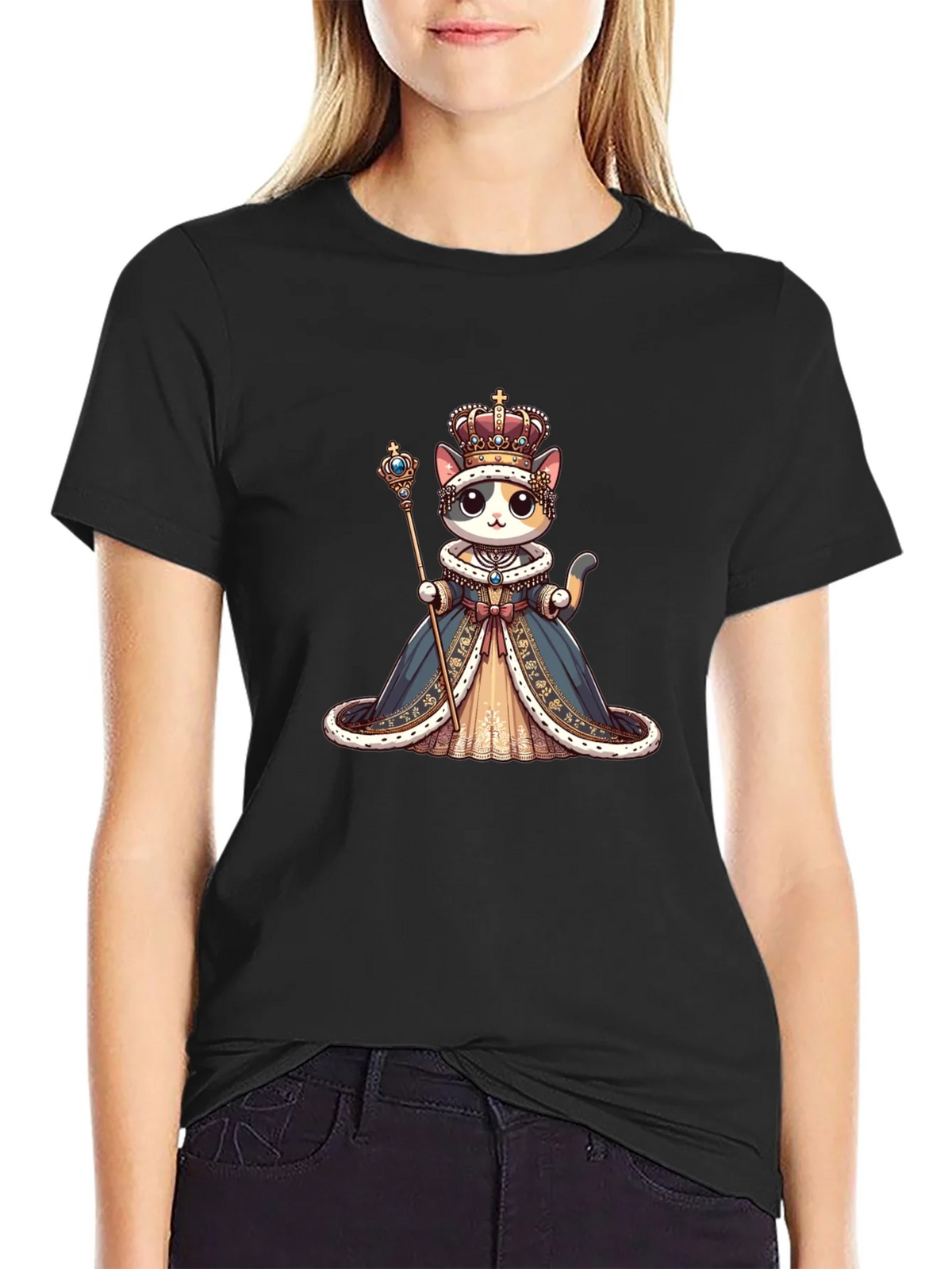 Cat Queen Graphic Tee - Royal Feline Style