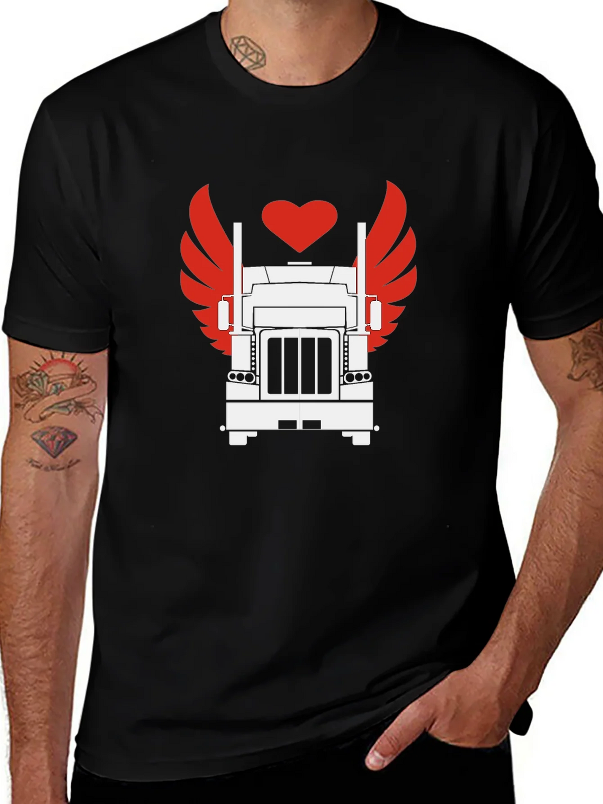 Trucker Love Graphic Tee - Cool Black T-Shirt