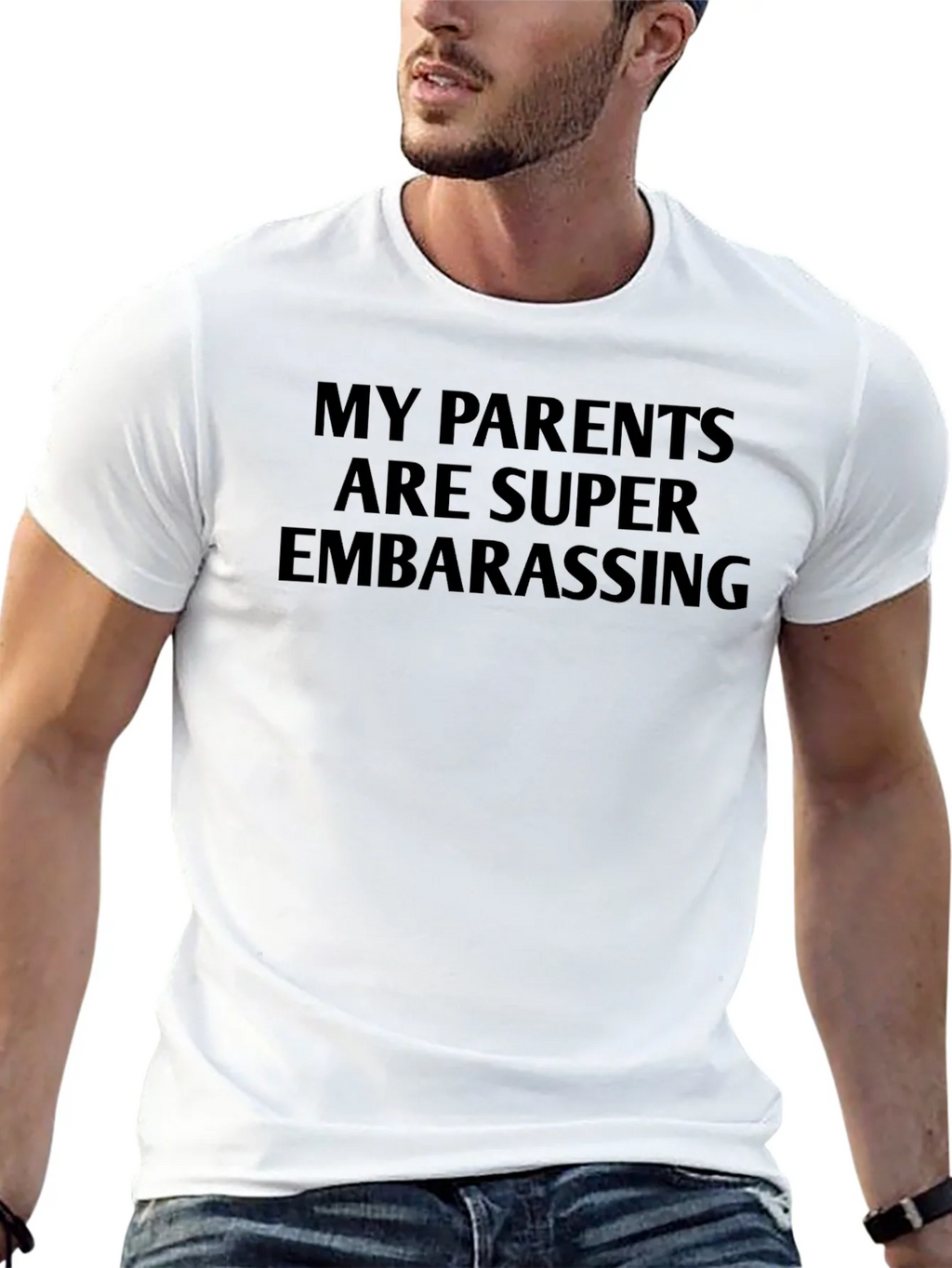 Funny My Parents Are Super Embarrassing Black T-Shirt