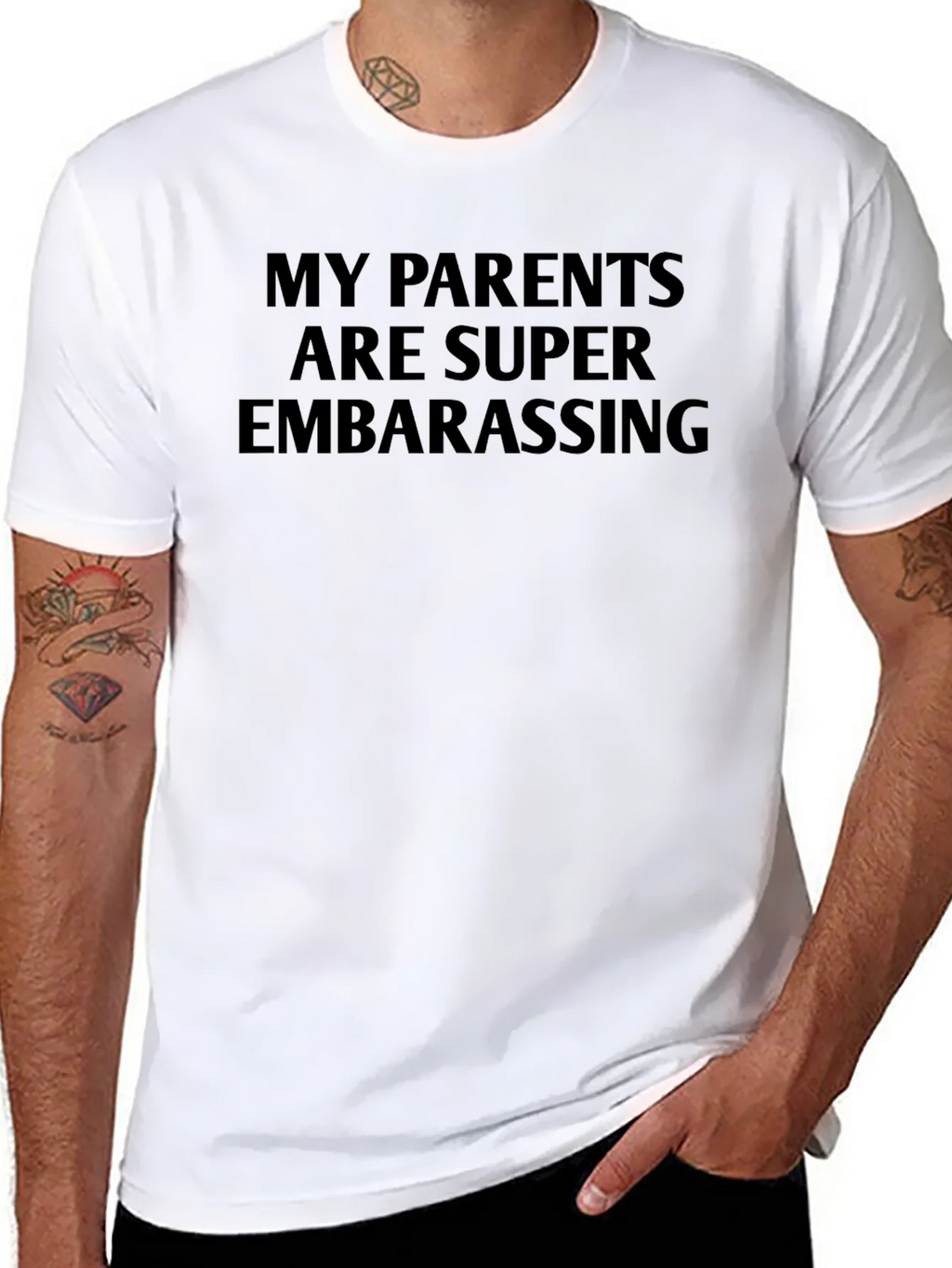 Funny My Parents Are Super Embarrassing Black T-Shirt