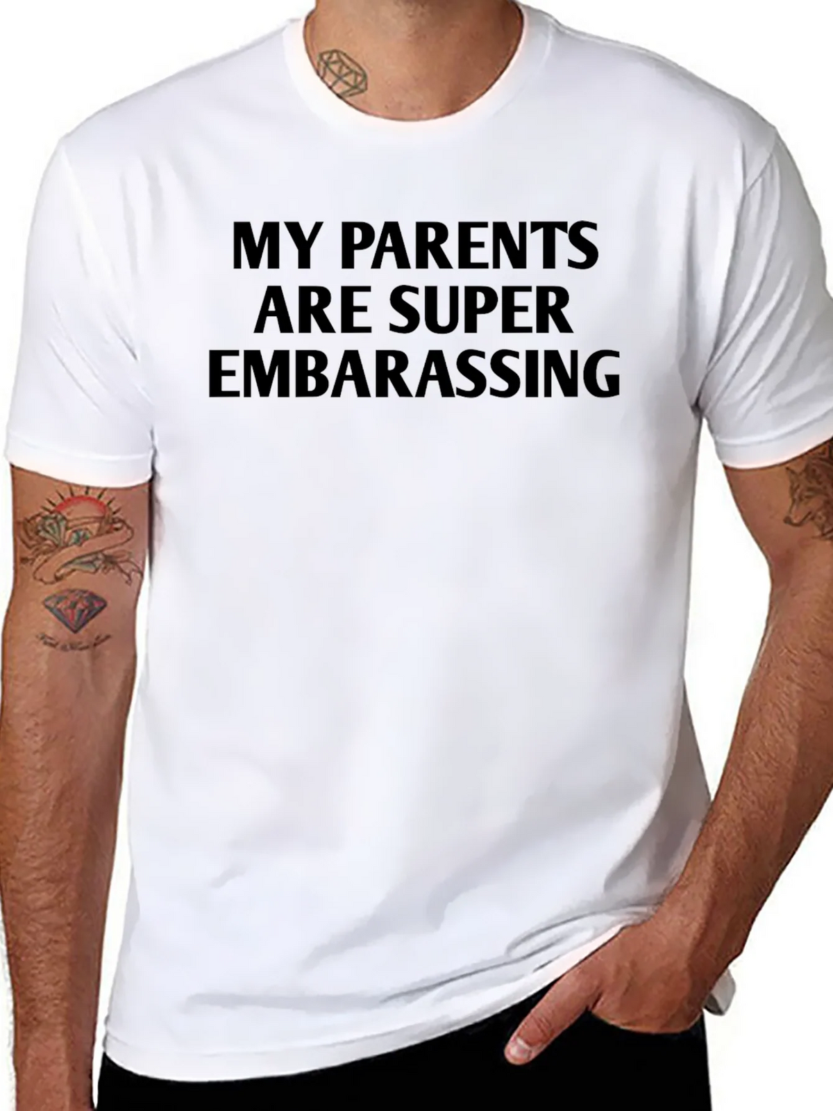 Funny My Parents Are Super Embarrassing Black T-Shirt